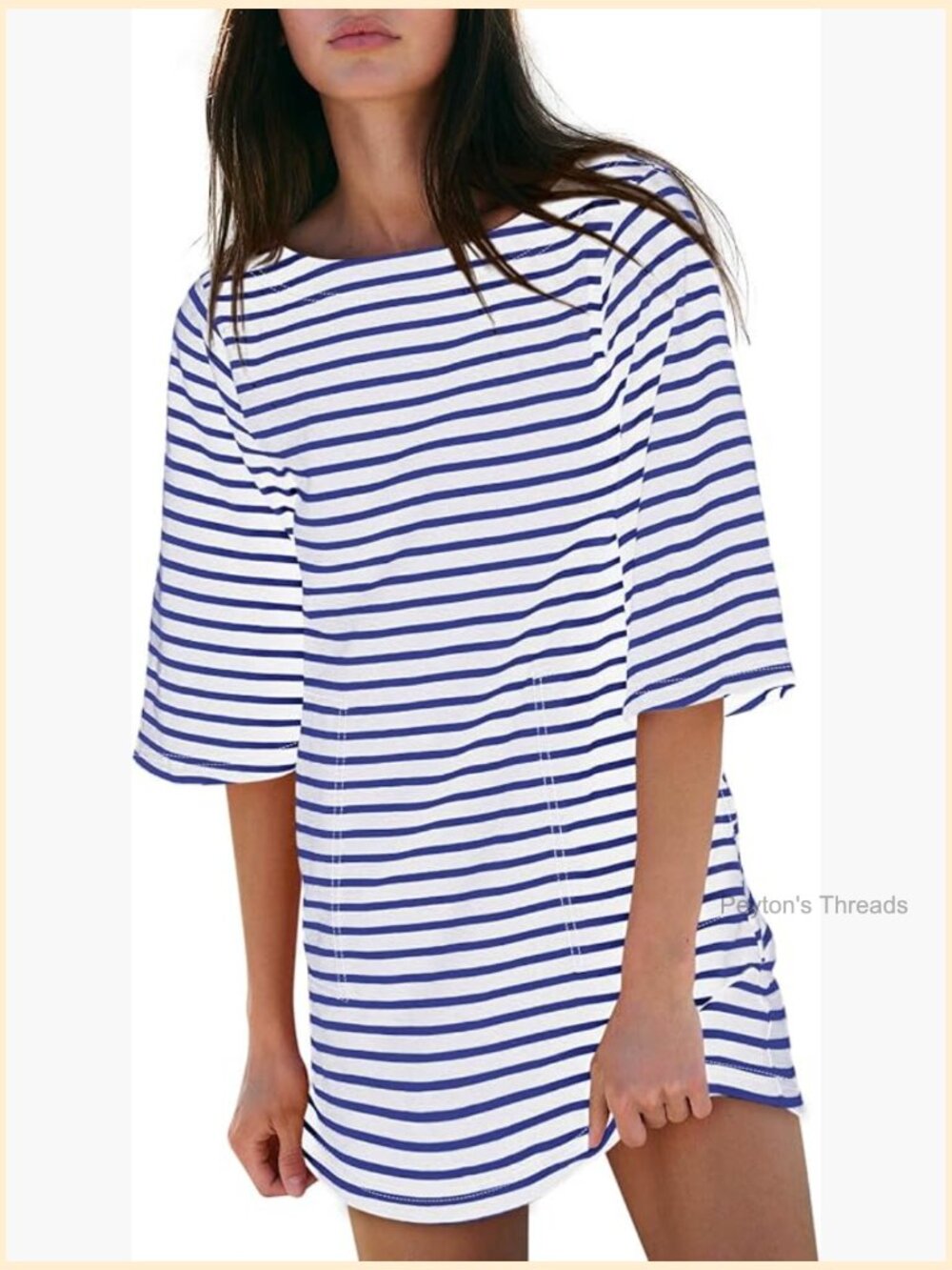 Women's Striped Casual T-Shirt Dress with Pockets Summer Mini Dress